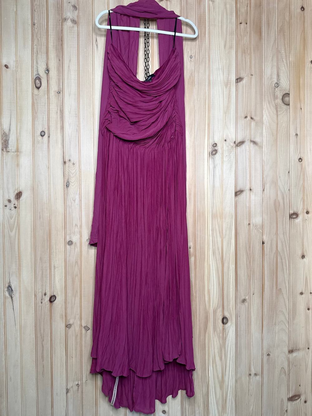 NWT Lulus Nellie Berry Pink Pleated Maxi Dress & Scarf Set XL